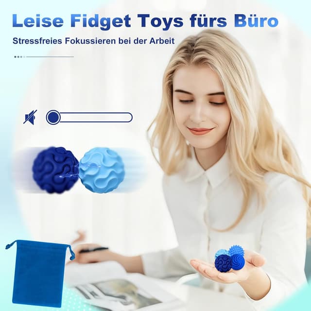 Detalle de Pipoobear magnetische Fidget Toys – 4 Silikon-Magnetkugeln (mittelgroß, blau) zum Stressabbau