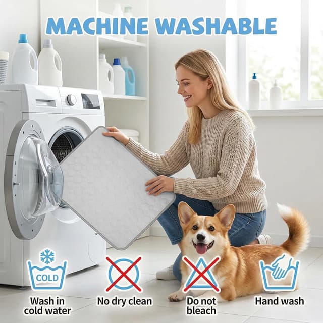 Detalle de Qoosea tappetino rinfrescante per cani e gatti in “seta di ghiaccio” grigio (55 × 70 cm)