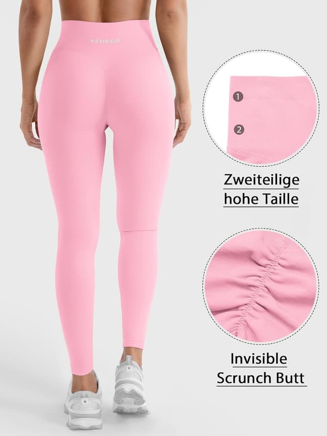 Detalle de YEOREO Damen Sport-Leggings „Invisible Scrunch“ mit hoher Taille (90% Nylon, 10% Elasthan)