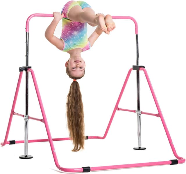 Thumbnail 6 de TINY TUMBLERS Gymnastics Bar with Rings & Hand Grips for Kids (Adjustable 90–150 cm)