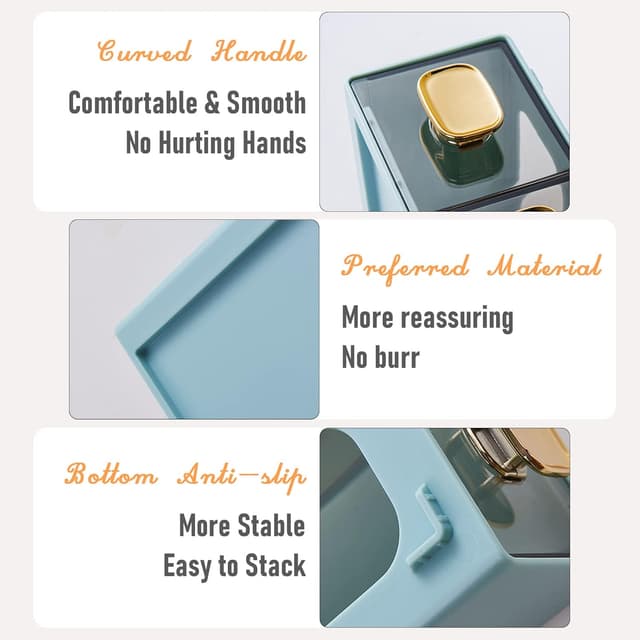 Detalle de OSteed Office Desk Organiser Drawers (Stackable Desktop Storage) – 4 Small A4 Plastic Drawers