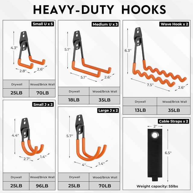 Detalle 2 de BONTEC garage hooks 16 pack, heavy duty