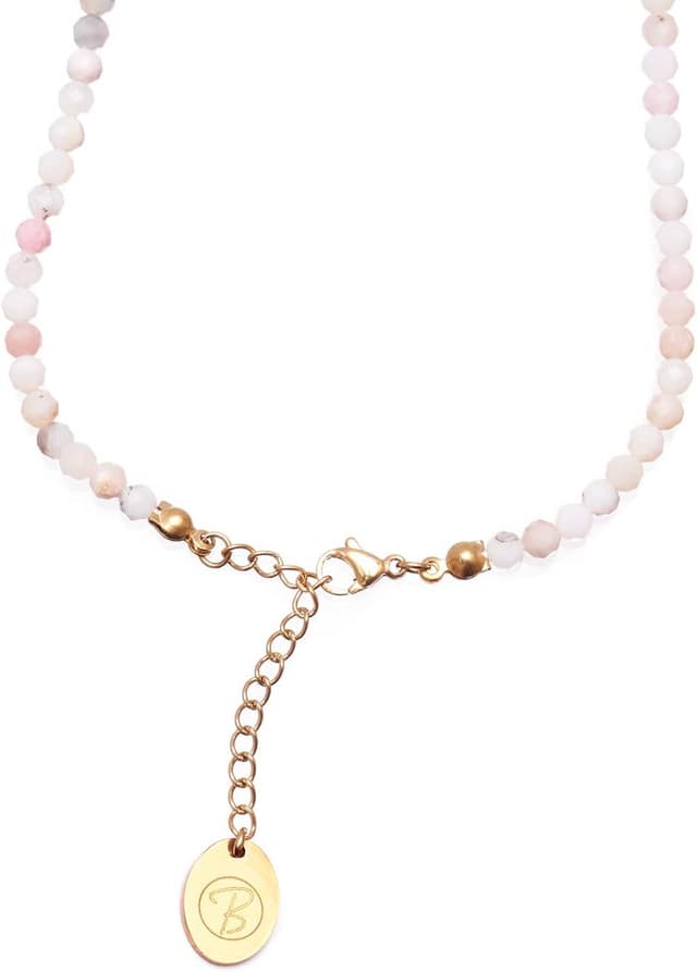 Detalle de BERGERLIN Naturstein Perlen Halskette mit Verschluss und 925 Sterling Silber- oder vergoldeter Perle