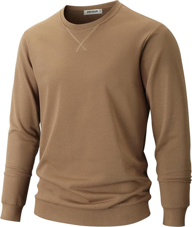 Detalle de VEIISAR Herren-Sweatshirt mit Rundhalsausschnitt (Basic) – Langarm-Pullover Freizeit