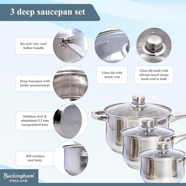 Detalle de Buckingham Stainless Steel Saucepan Set 3