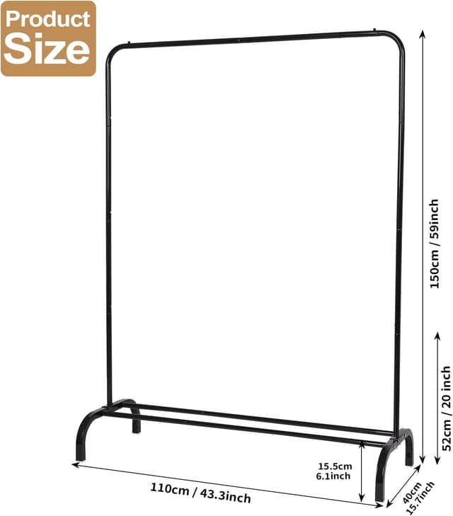 Thumbnail 6 de Metal Clothing Rack 43.5in clothes rail with shelf