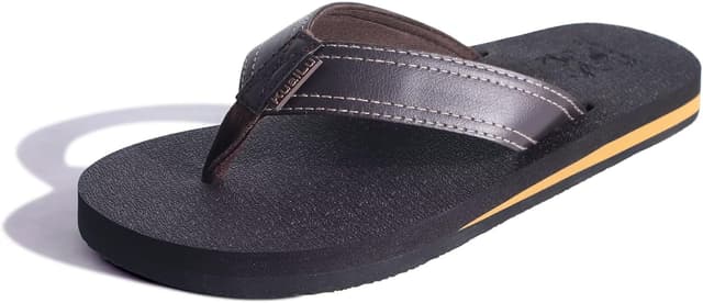 Thumbnail 6 de KuaiLu men’s leather arch support flip flops – cushioned wide-fit beach sandals with non-slip sole