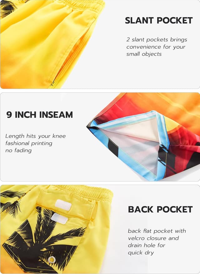 Detalle de APTRO Men’s Swim Trunks 9" Quick-Dry Bathing Suit (Big & Tall), UPF 50+