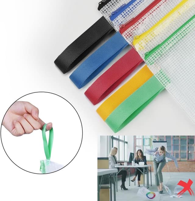 Detalle de OFFCUP buste porta-documenti A5 con zip impermeabile (confezione da 5) a rete trasparente