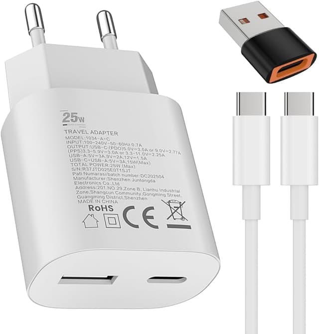 Detalle de Samneer caricabatterie rapido USB-C 25W + USB-A 15W doppia porta
