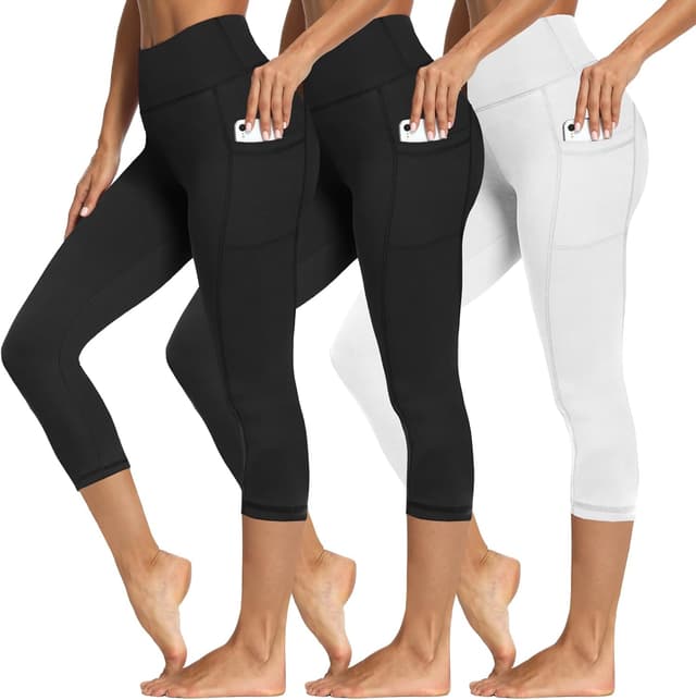 Detalle de SYRINX 3-Pack High-Waisted Tummy Control Leggings with Pockets for Women