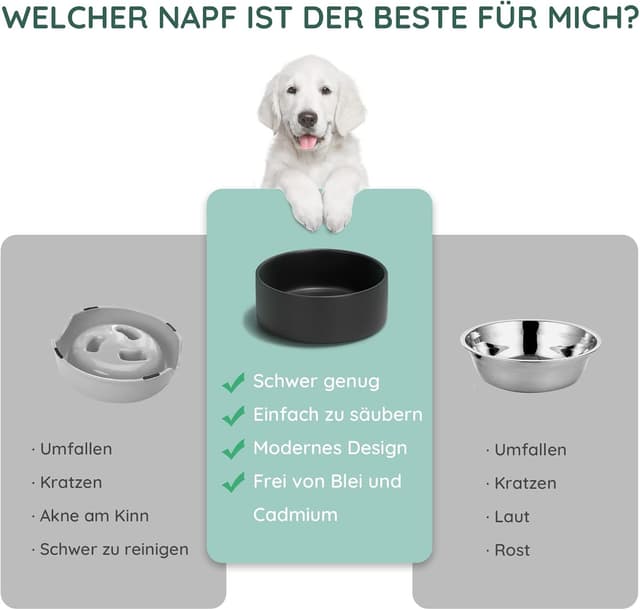 Thumbnail 2 de SPUNKYJUNKY Keramik Hundenapf 1250ml Schwarz