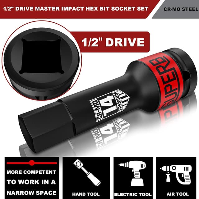 Thumbnail 2 de KIRXST Set 10 bussole esagonali 1/2" 5–19 mm 🛠