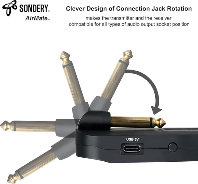 Detalle de Sondery Kabellos 5,8 GHz Gitarren- & Bass-Sender/Empfänger (digitales Funk-System, wiederaufladbar)