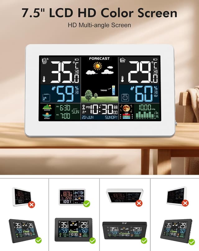 Thumbnail 1 de Wetterstation Funk mit Außensensor 60 m Reichweite Farbdisplay