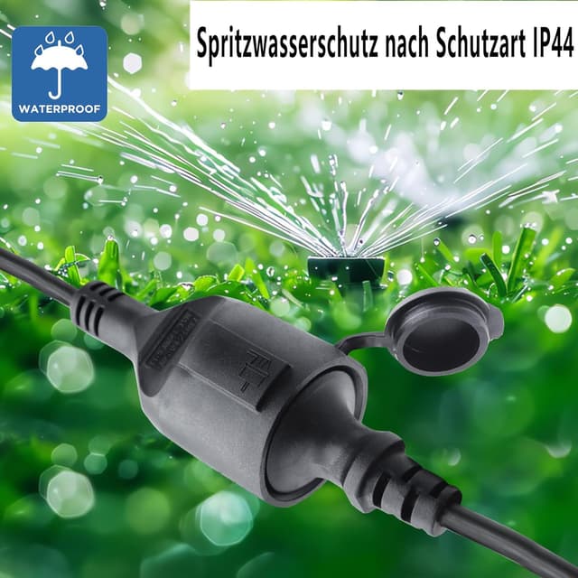 Detalle de LANMINGLEL Outdoor-Verlängerungskabel 90 Grad Schuko, 3x1,5 mm², IP44, 2 m