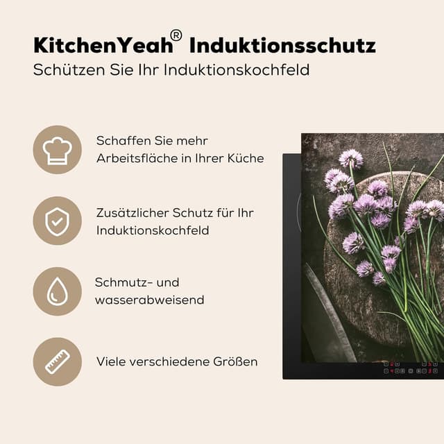 Detalle 2 de KitchenYeah Herdabdeckplatte Einteilig für Ceranfeld – Fotodruck „Kräuter/Gewürze“ (81x52 cm), Braun