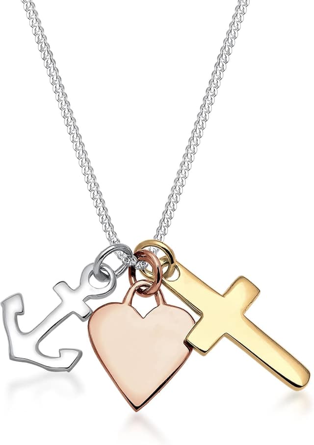 Detalle de Elli Halskette Tri-Color 925 Silber Herz Anhänger