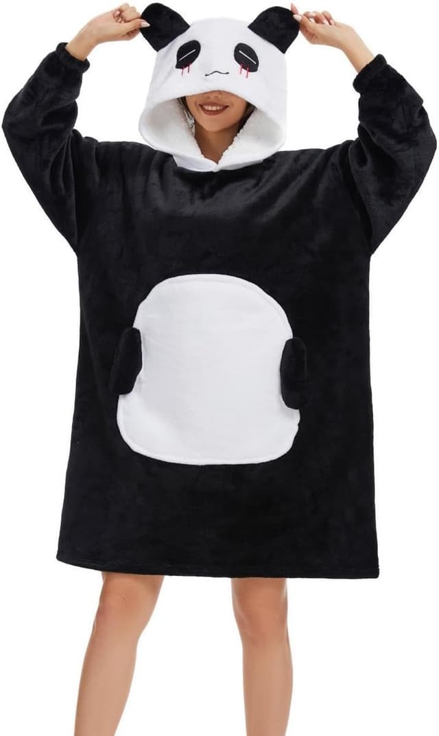 Detalle de Chuangminghangqi Kuscheldecke zum Anziehen mit Ärmeln und Kapuze – oversized Hoodie-Deck e für Sofa & Winter
