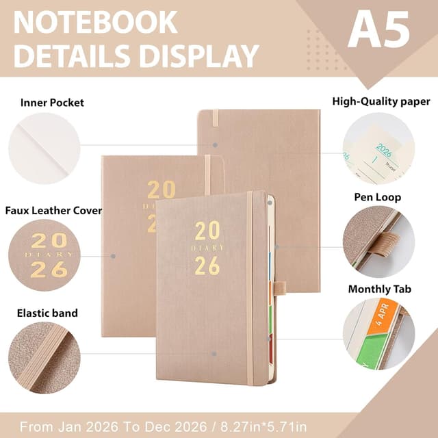 Detalle 2 de Mljtoyo 2026 Diary A5 Page a Day