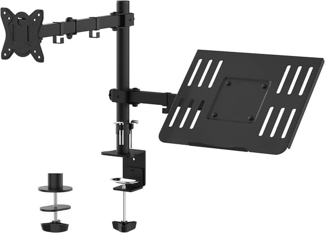 Detalle de GRIFEMA 2 Supporto per monitor con ripiano per laptop, braccio VESA 75x75/100x100 e rotazione 360°