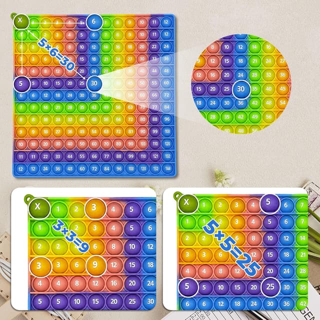 Detalle de Briocht 12x12 Multiplication Pop Fidget Toy Maths Chart (Blue, right-angled side)