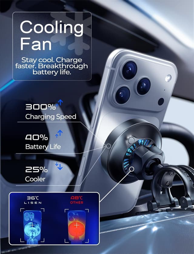 Detalle 2 de LISEN 25W MagSafe Car Mount Charger for iPhone