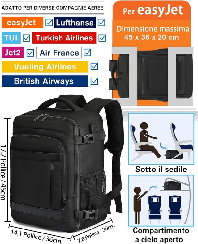 Detalle 2 de KLOSTAIN Zaino Easyjet 30L 45x36x20