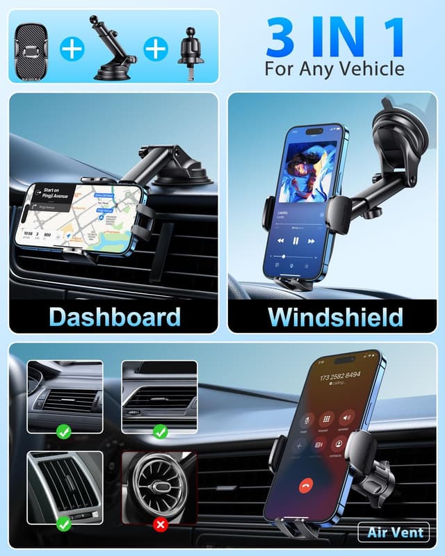 Detalle 2 de FESIYOYE Car Phone Holder 360° suction