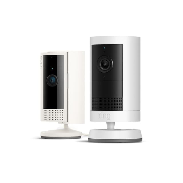 Detalle de Set Ring: videocamera esterna Plus a batteria Outdoor Camera + videocamera interna Indoor Camera 2ª gen.