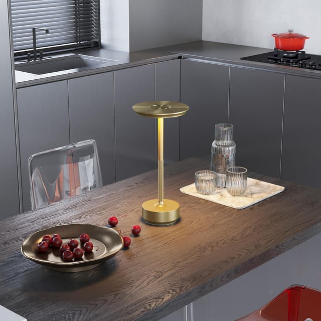 Detalle de TBBGA 2-Pack Rechargeable Cordless Table Lamps (Gold) with Stepless Dimming & Memory