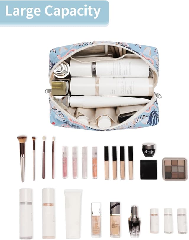 Detalle de Large Makeup Bag Aqua Flamingo, Large