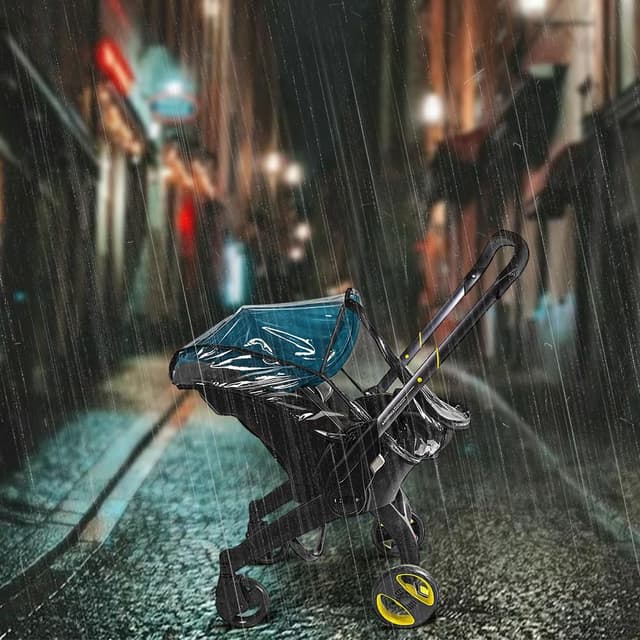 Detalle de Aolso Kinderwagen-Regenschutz (für Kinderwagen-Autositz) mit U-förmigem Reißverschluss und großen Fenstern