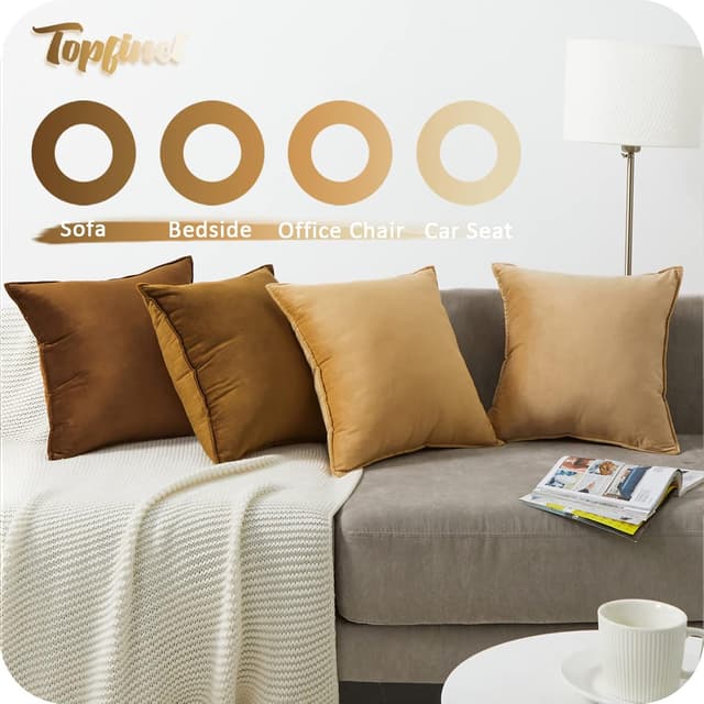 Detalle de Housses de coussin 60x60 velours marron