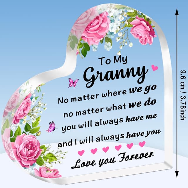 Detalle 2 de TTOVEN Granny Heart Acrylic Plaque – Birthday, Mother’s Day & Christmas gift for Granny
