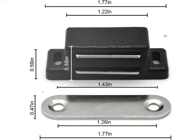 Detalle 2 de Lockimo Magnetic Door Cupboard Catch (2 Pack) – black magnetic latch for cabinets, drawers and cupboards
