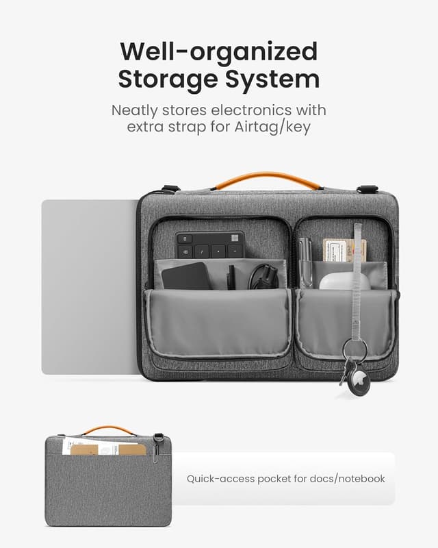 Detalle de tomtoc Laptop Shoulder Bag for 14 inch laptops (12-month warranty) — 360° protective sleeve-style carry
