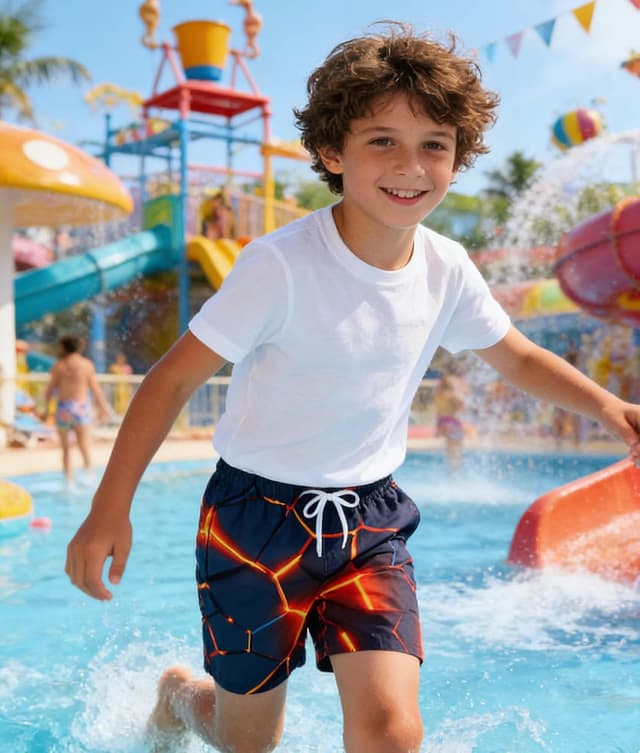 Detalle 2 de Kids4ever Boys Swimming Shorts Funny Printed Quick Dry Beach Board Trunks (6–14 Years)