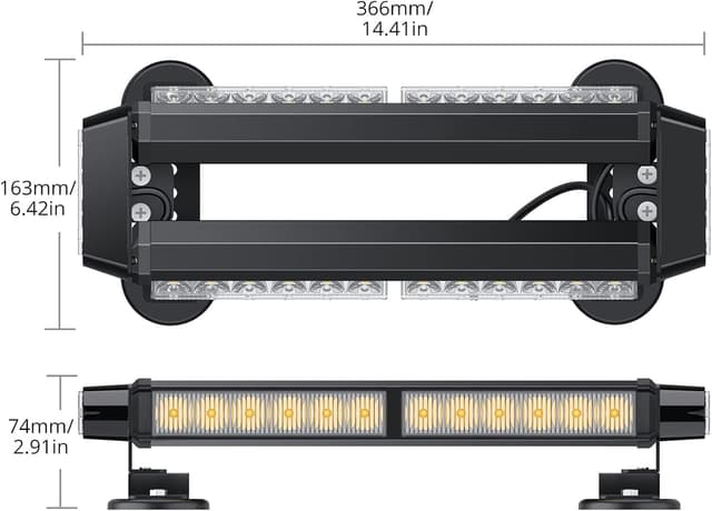 Detalle de Justech 30LEDs Car Emergency Light Bar 30W amber strobe with magnetic base (12V/24V)
