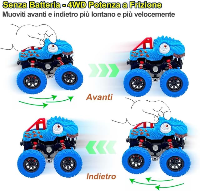 Detalle 2 de AESTEMON Cars per Bambini di 2 Anni: Monster Truck dinosauri, confezione da 2