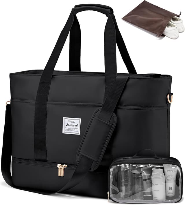 Detalle de LOVEVOOK Reisetasche Damen wasserdicht mit Schuhfach – Weekender-/Weekenderbag für Handgepäck & Gym
