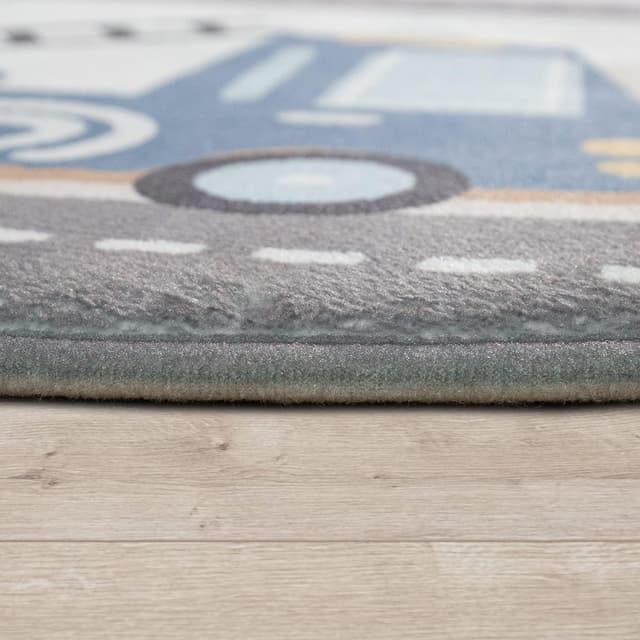 Detalle de Paco Home Kinderteppich rund Ø 150 cm – rutschfest, knieschonend fürs Kinderzimmer