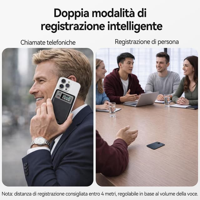 Detalle de KaiwuTek Note Pro Registratore Vocale AI con trascrizione e custodia magnetica