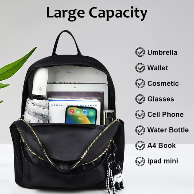 Detalle de Aucuu Damen-Rucksack Klein wasserdicht (27 x 28 x 12 cm) mit Diebstahlschutzfach