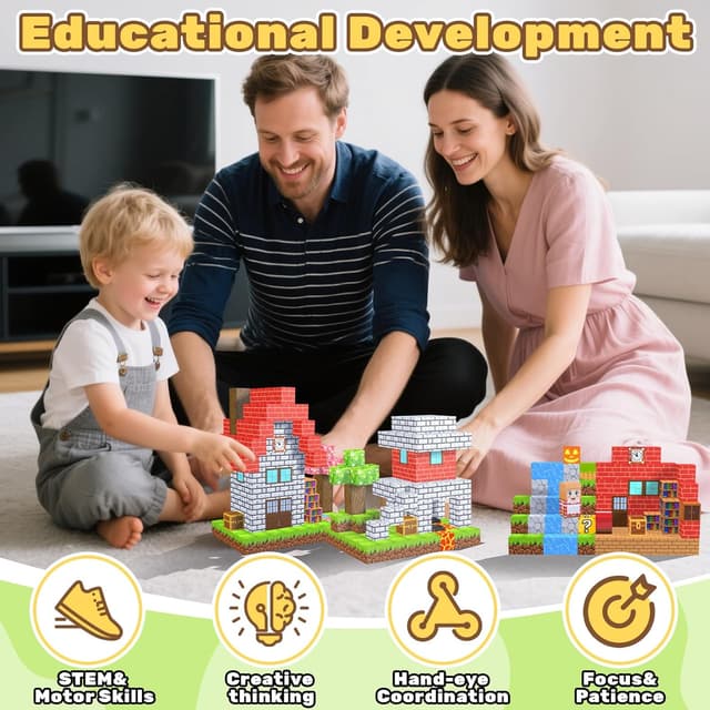 Detalle de LionFuny Magnetic Blocks 300-Piece Magnetic Building Set (1-inch large size)