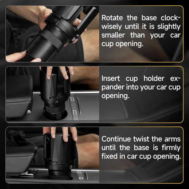 Detalle de DYLEN Car Cup Holder Expander Adapter for Expandable Arms (Fits large bottles and mugs 14-64oz)