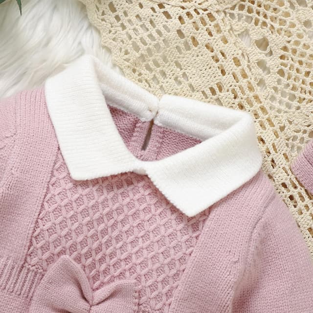 Detalle 2 de Hadetoto baby girls knitted romper outfit sets (newborn & infant)