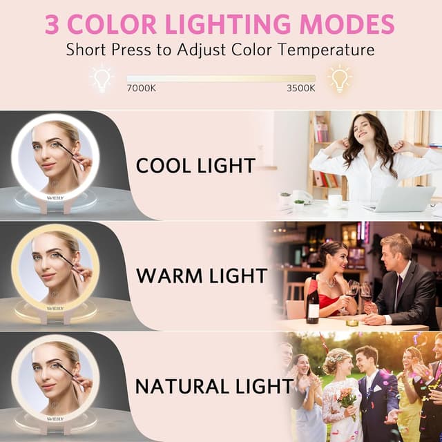 Thumbnail 1 de WEILY Specchio trucco 10x/1x ricaricabile con luci 💄