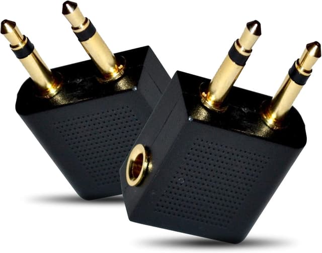 Detalle de Mobi Lock Gold Plated Airplane Flight Headphone Adapters (2 pcs) – Use Your Own 3.5 mm Headphones