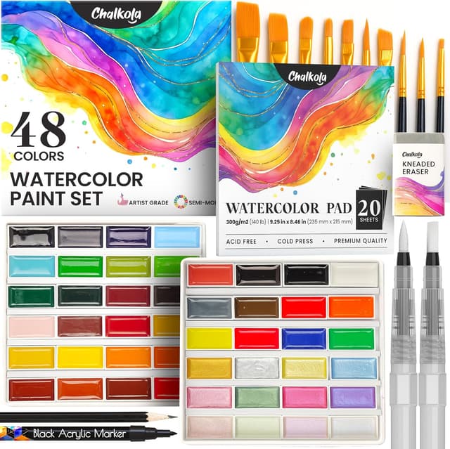 Detalle de Chalkola Watercolour Paint Set 48 colours
